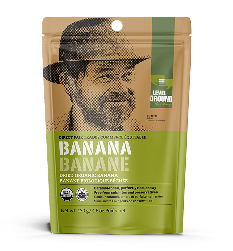 Organic dried banana, 130 gram package