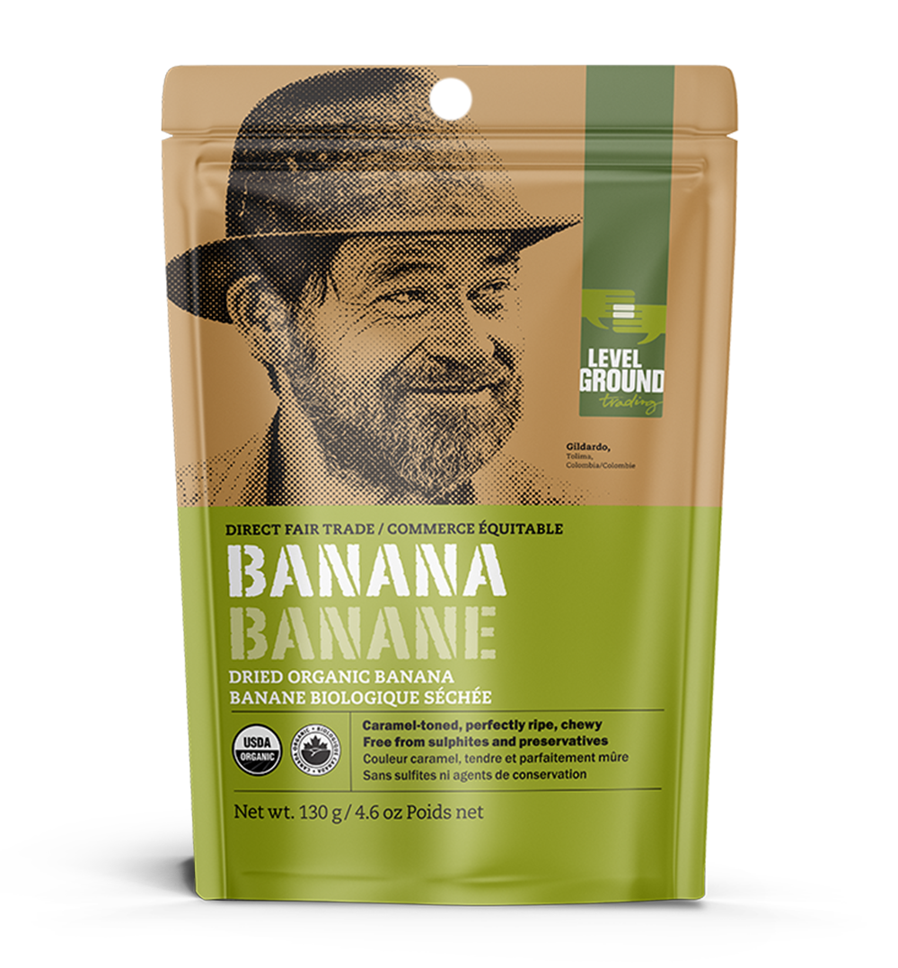 Organic dried banana, 130 gram package