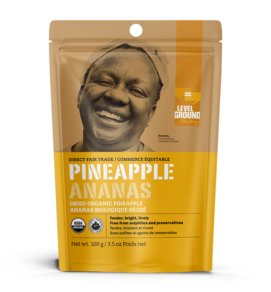 Organic dried pineapple, 100 gram package