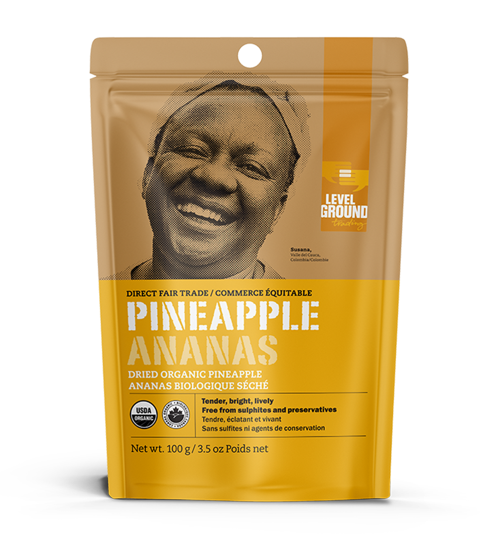 Organic dried pineapple, 100 gram package